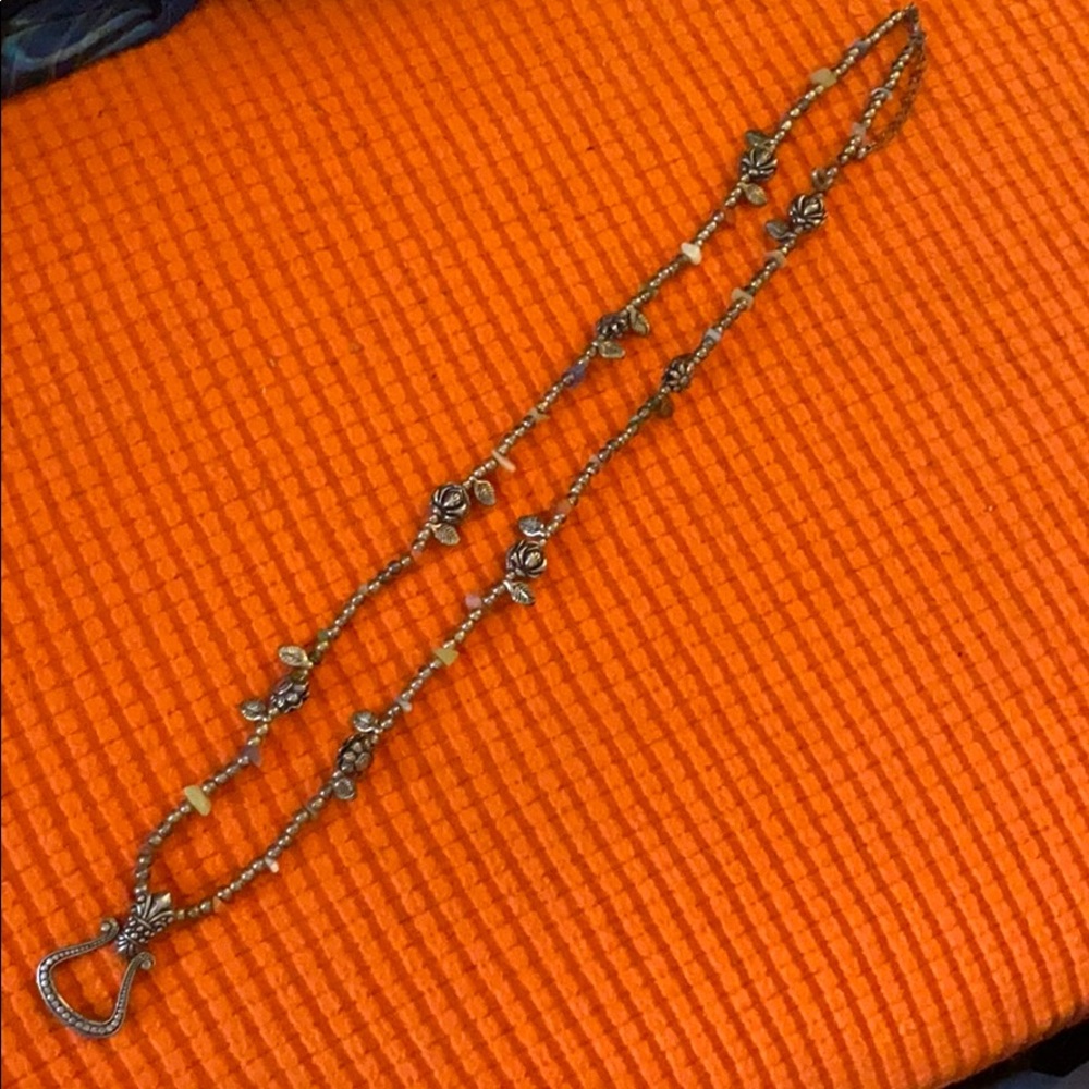 Vintage metal and shell long necklace